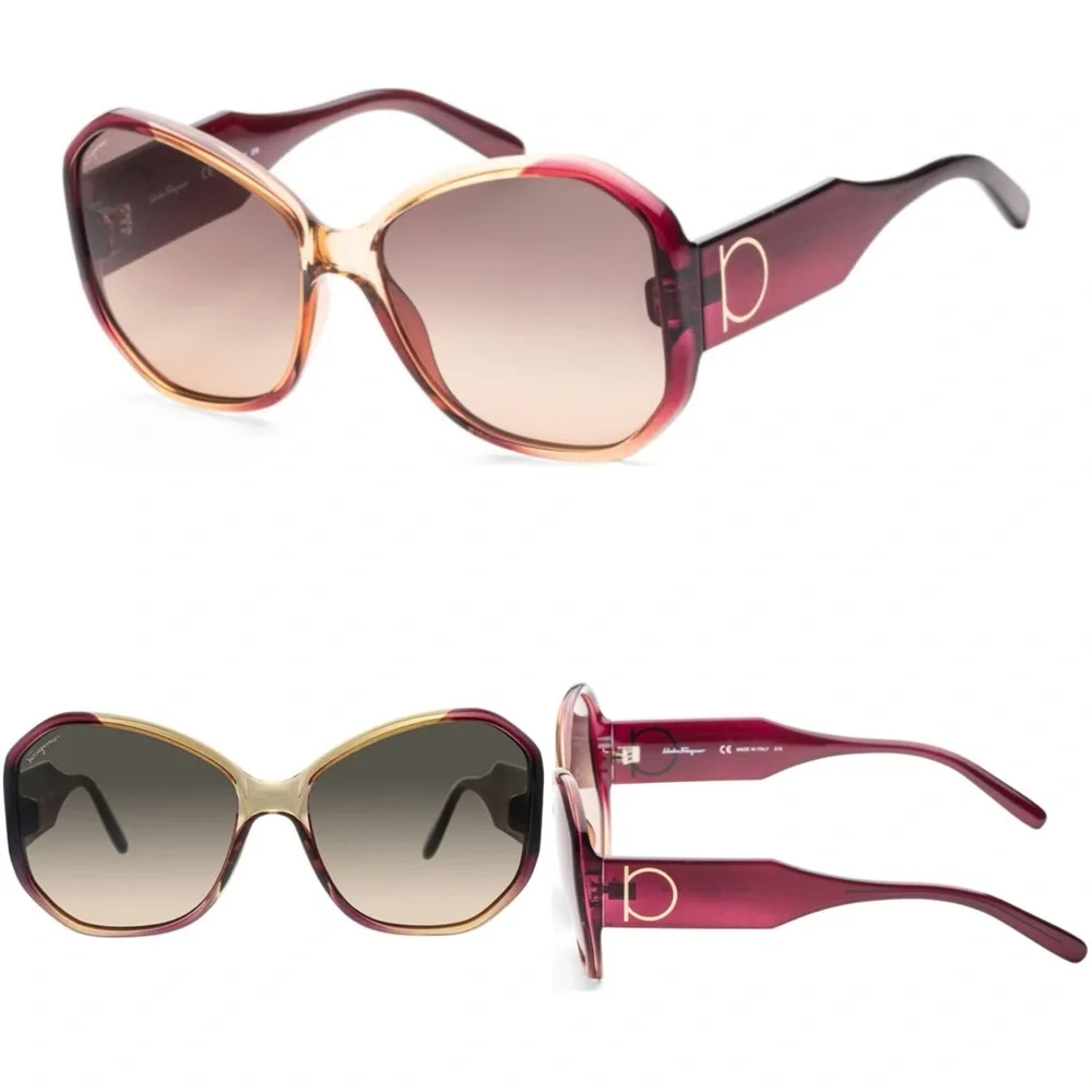 NWT Salvatore Farragamo | Red Oversized Rectangular Sunglasses $399 61-17-145
